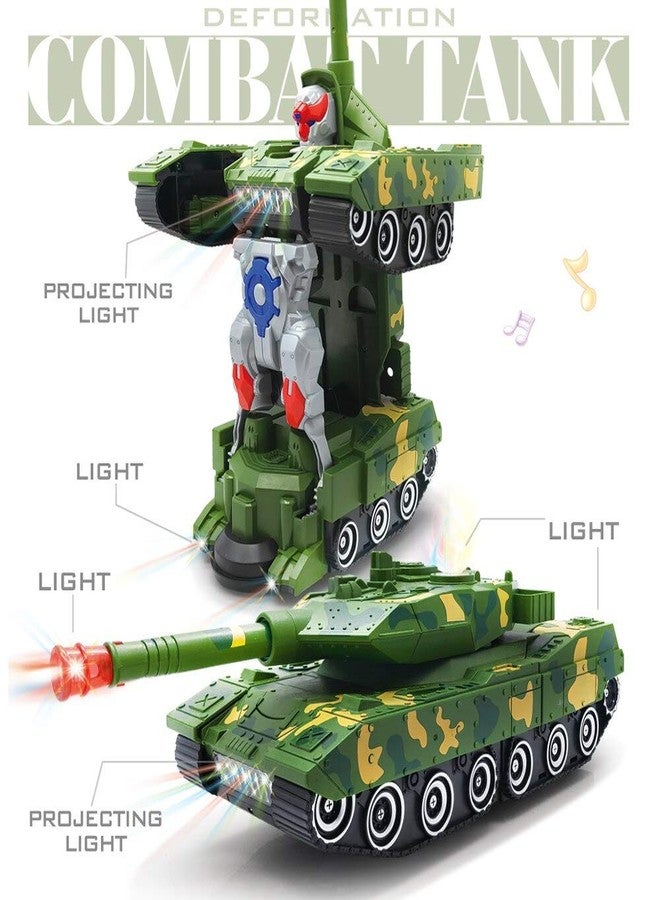 iChoice Green Combat Tank Transform Robot Toy with Light & Music, Automatic Transforming Robot Tank Toy for Kids with Bump Function - Image 2
